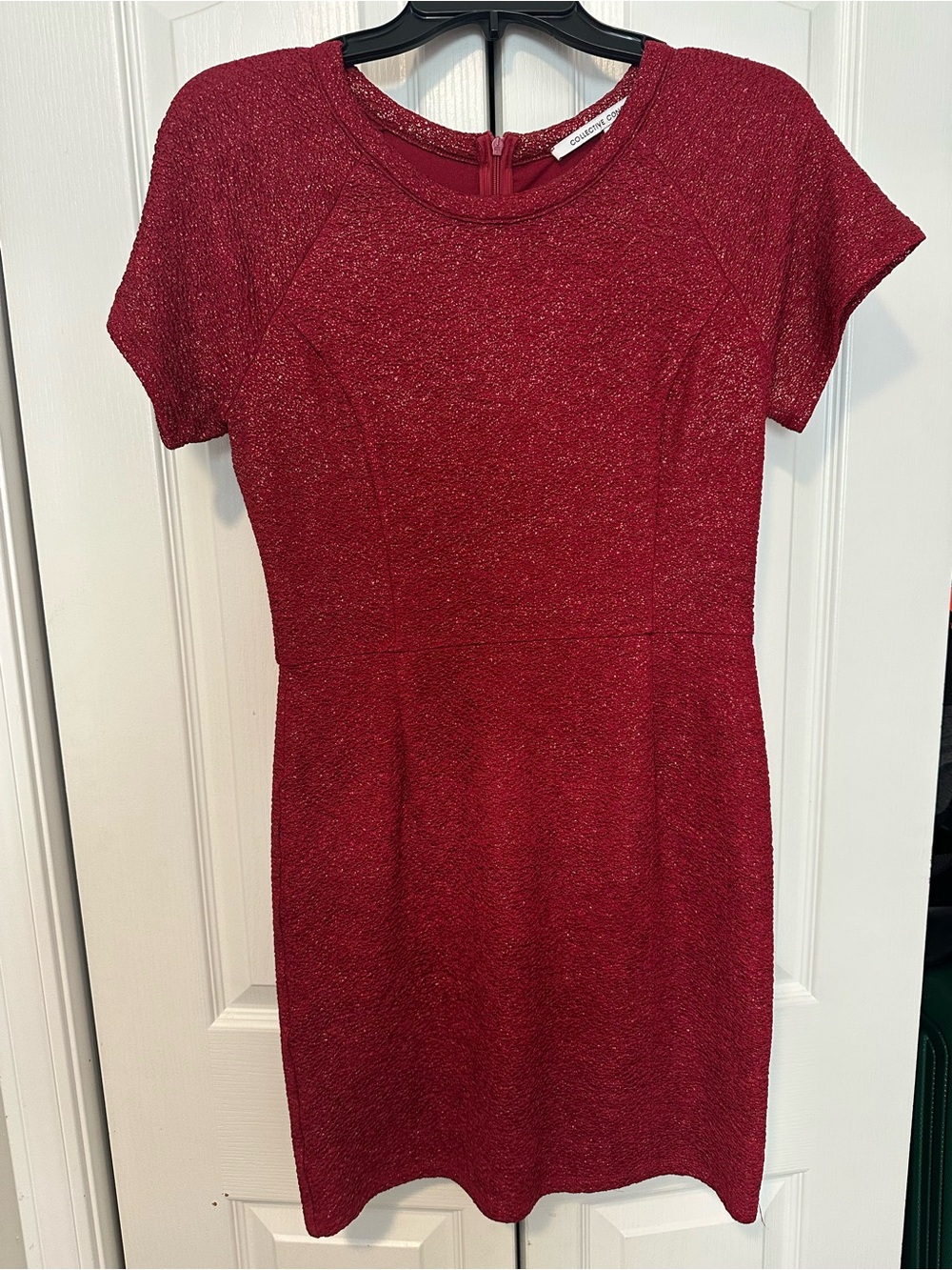 Sparkle Short Sleeve Red Sheath Dress